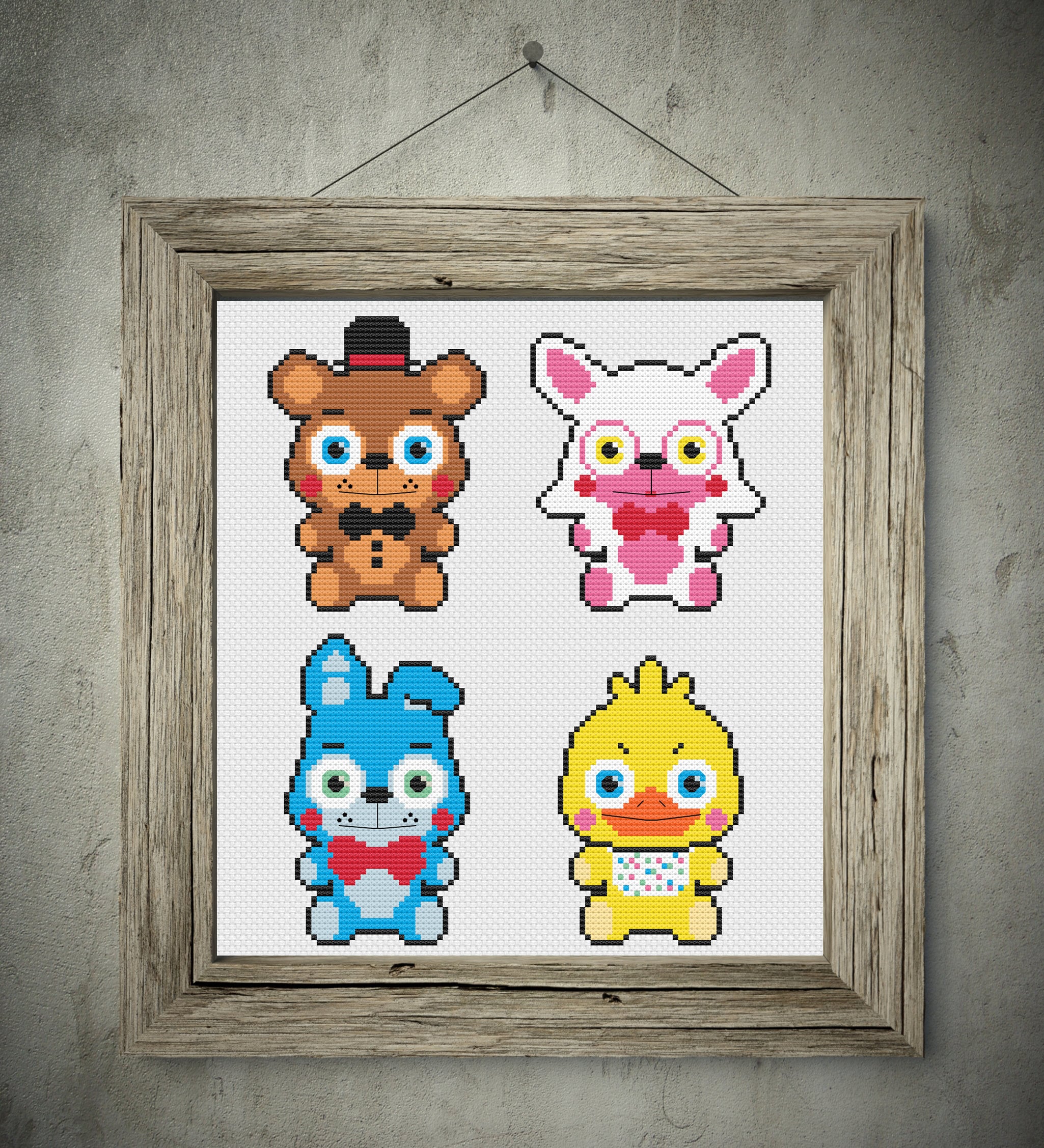 Toy Animatronics FNAF 2 Cross Stitch Pattern PDF (Instant Download