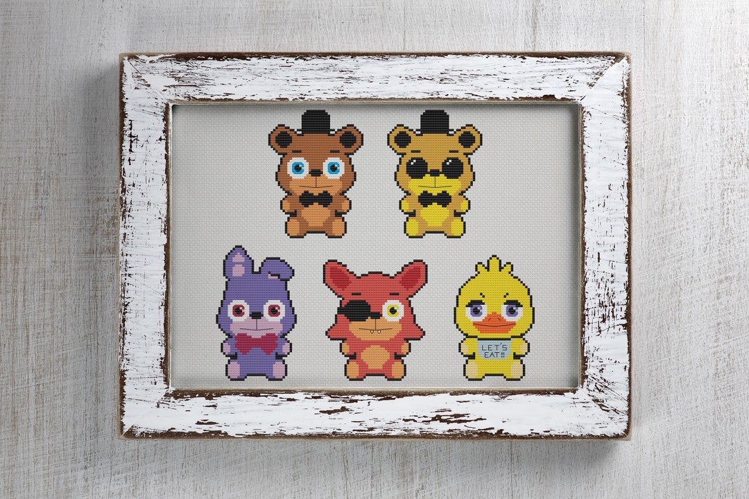 Toy Animatronics FNAF 2 Cross Stitch Pattern PDF (Instant Download) 