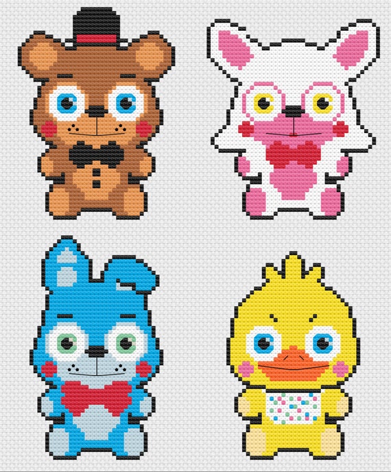 Toy Animatronics FNAF 2 Cross Stitch Pattern PDF (Instant Download