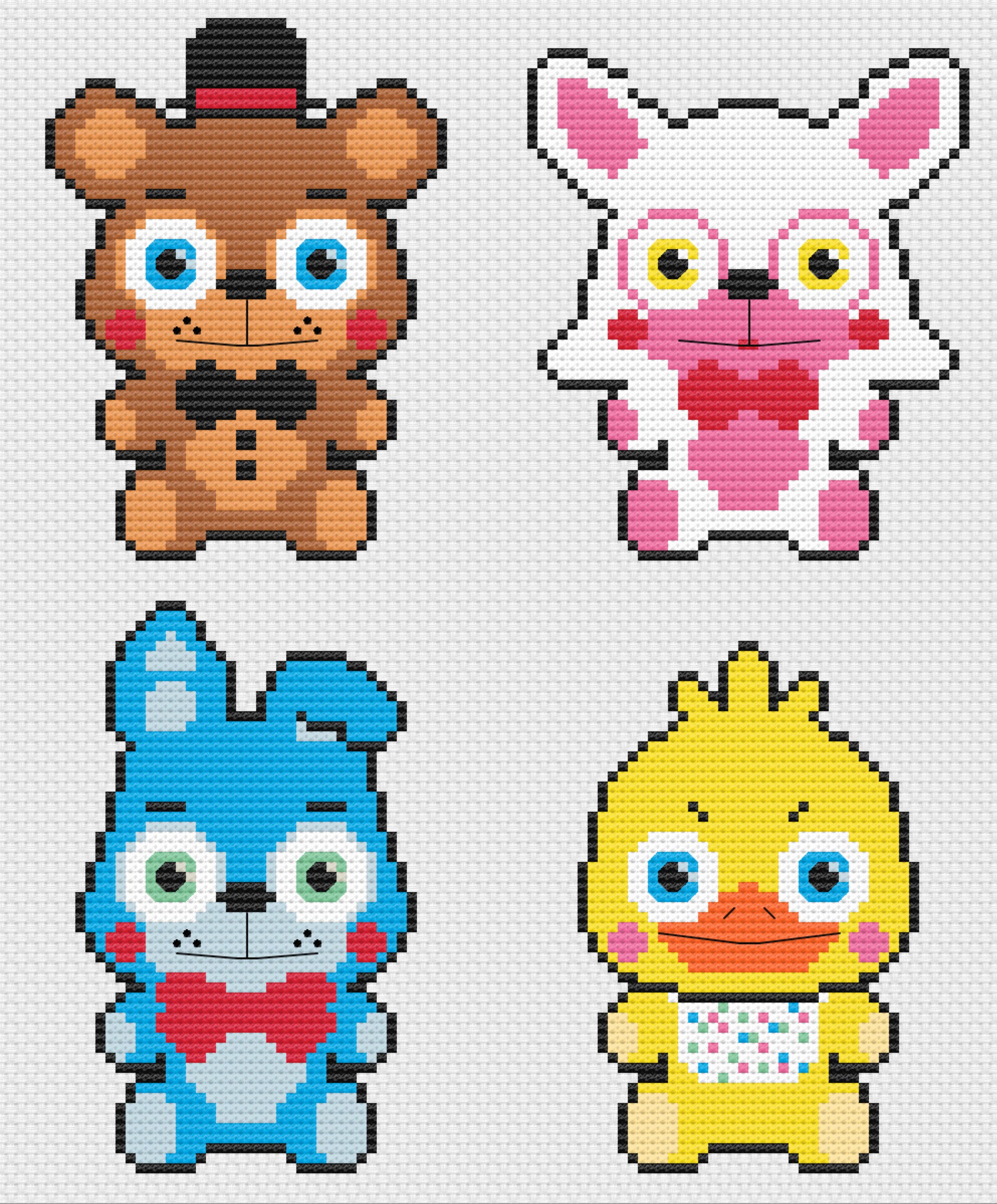 FNAF 1 Animatronics Cute Cross Stitch Pattern PDF Digital -  Finland