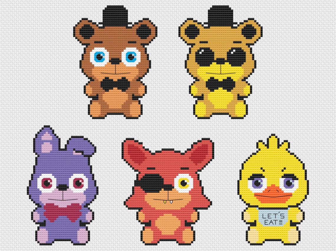 fnaf boock foxy cross stitch pattern