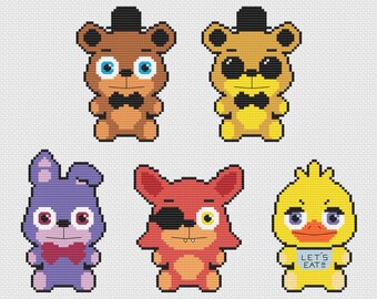 Toy Animatronics FNAF 2 Cross Stitch Pattern PDF (Instant Download) 