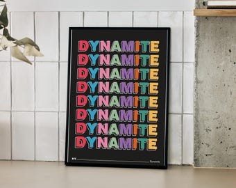 BTS Dynamite-teksten afdrukken | Kpop-muurkunst