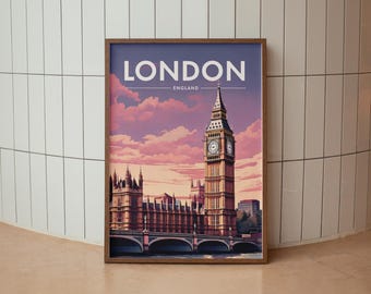 London Big Ben Print, Stylish Travel Poster, UK City Wall Art