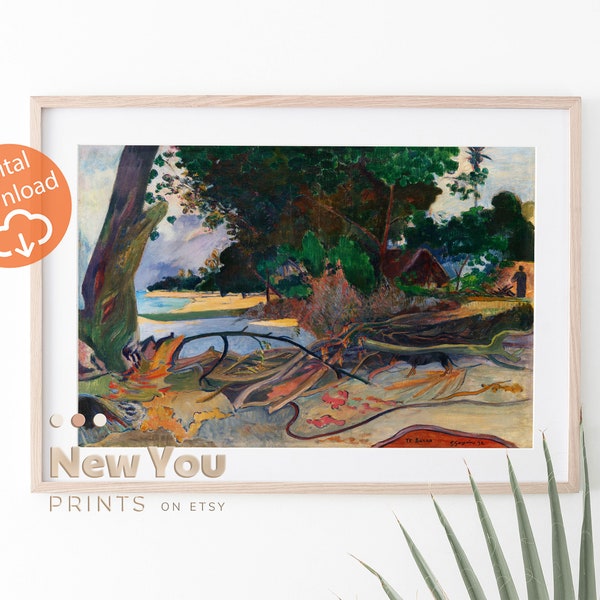 l arbre hibiscus (te burao) (1892) de Paul Gauguin | Original Fine Art, Hibiscus Tree Painting, Art mural paysage, Téléchargeable #81