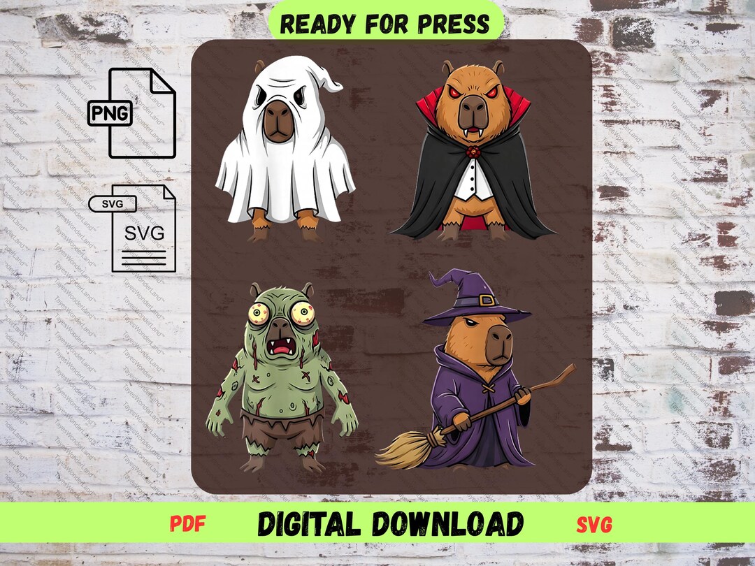 Funny Capybara Ghost PNG SVG: Spooky Animal Halloween Costume (digital ...
