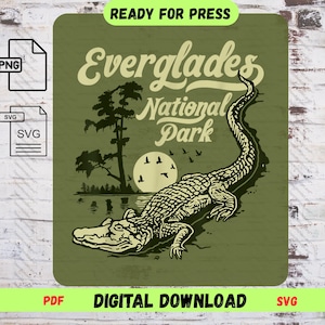 Everglades National Park SVG PNG – Vintage Alligator Crocodile Florida Shirt Design – Retro Wildlife Souvenir
