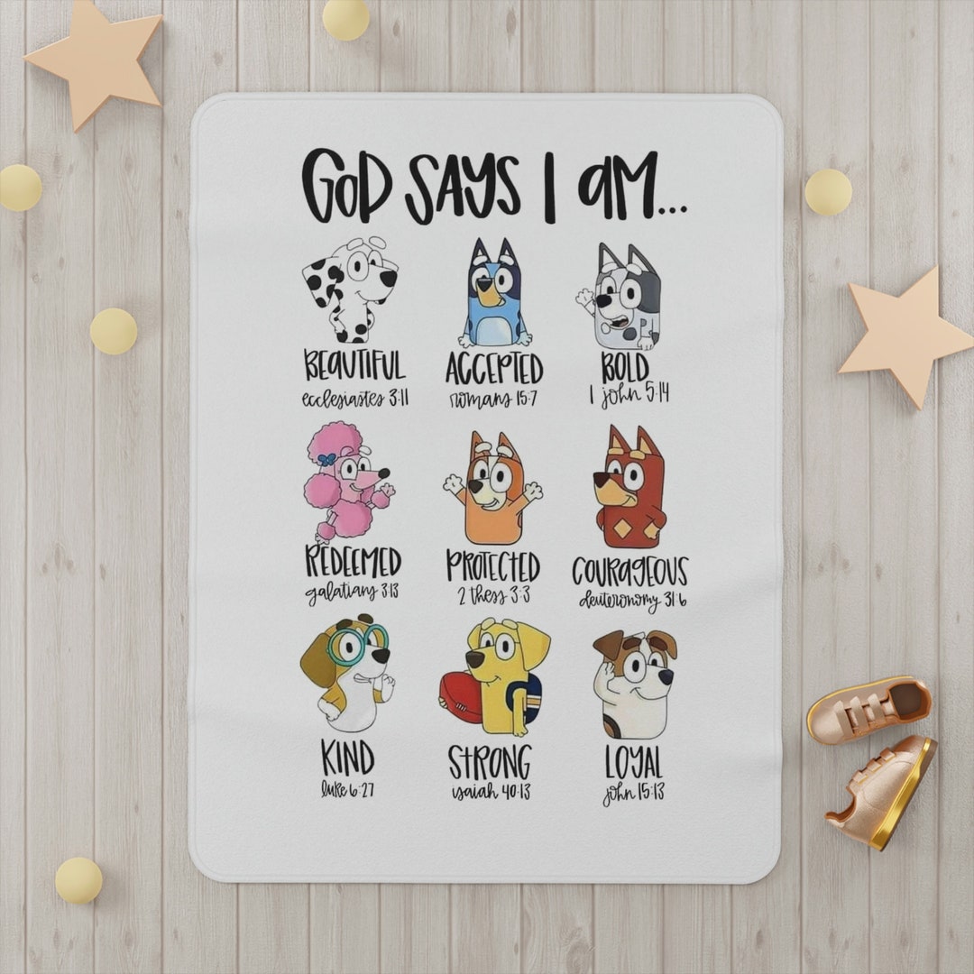 Bluey Throw God Says Bible Verses Toddler Blanket Etsy