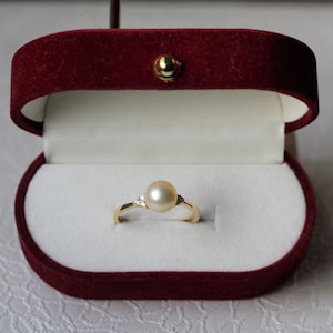 South Sea Pearl Adjustable Ring, Minimalist Champagne South Sea Pearl Adjustable Ring, Sea Pearl Silver Adjustable Ring