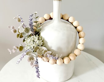 Small Wood Bead Wreath with Eucalyptus & Lavender - Ships Free!