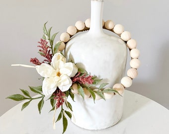 Small Wood Bead Wreath with Delphinium - Ships Free!