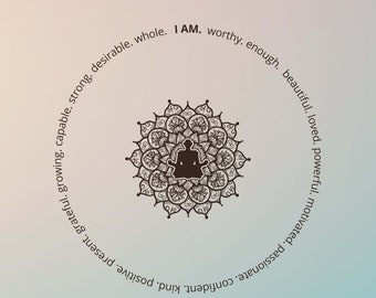 Yoga, Self-Affirmation, I AM, positive, Printable Wall art, home décor