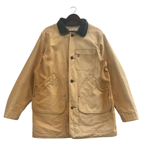 Vintage LL Bean Hunting Canvas Jacket Sun Faded Brown Field Coat