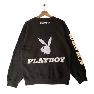 Vintage Playboy X Super Lovers Japan Sweatshirt,Black Color,Embroidered Logo,Pullover,Crewneck,Retro Style Classic,Streetwear