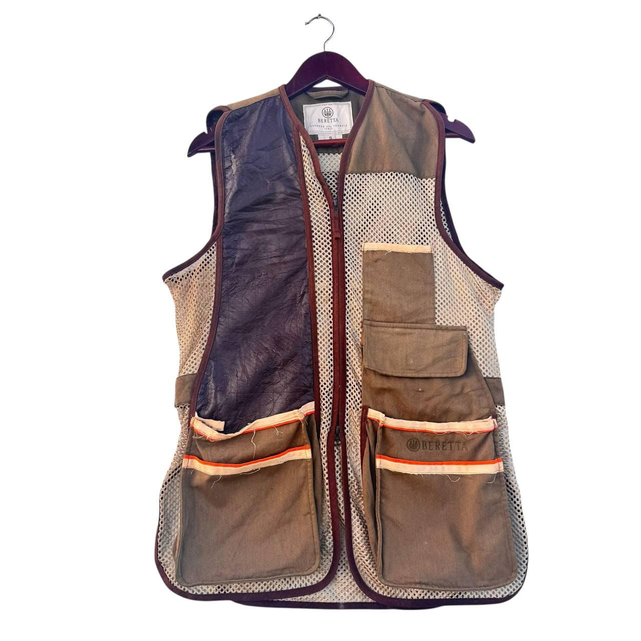 Vintage Beretta Mesh Shooting Vest Brown Utility Outdoor Sporting