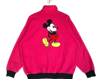 80s Vintage Walt Disney Mickey Mouse Fleece Pink Sweater