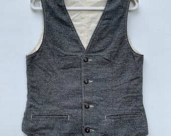 Japanese Brand Who's Who  Gallery Vest Pepper Salt Fabric Medium Size