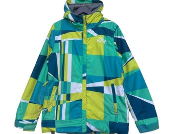 Abrigo de snowboard y esquí vintage 686 para mujer, talla grande, chaqueta multicolor