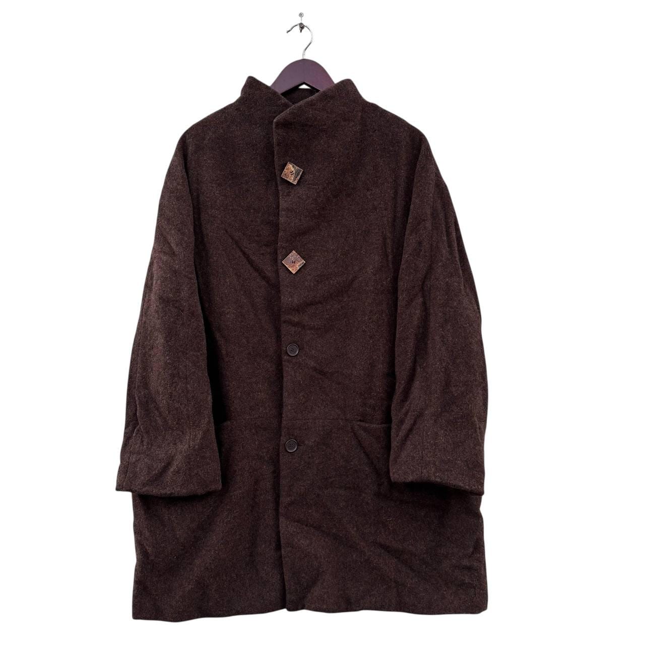 ADOLFO DOMINGUEZ ガウンコート 38 キャメル ウール混 Vintage Adolfo Dominguez Wool Long Coat 90s Minimalist Brown