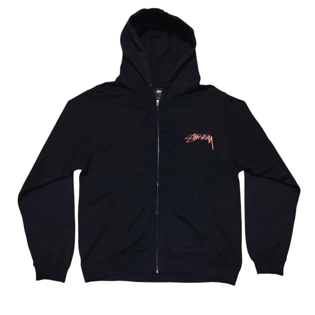 Vintage Stussy Zip Hoodie Crown Graphic Y2K Streetwear Black