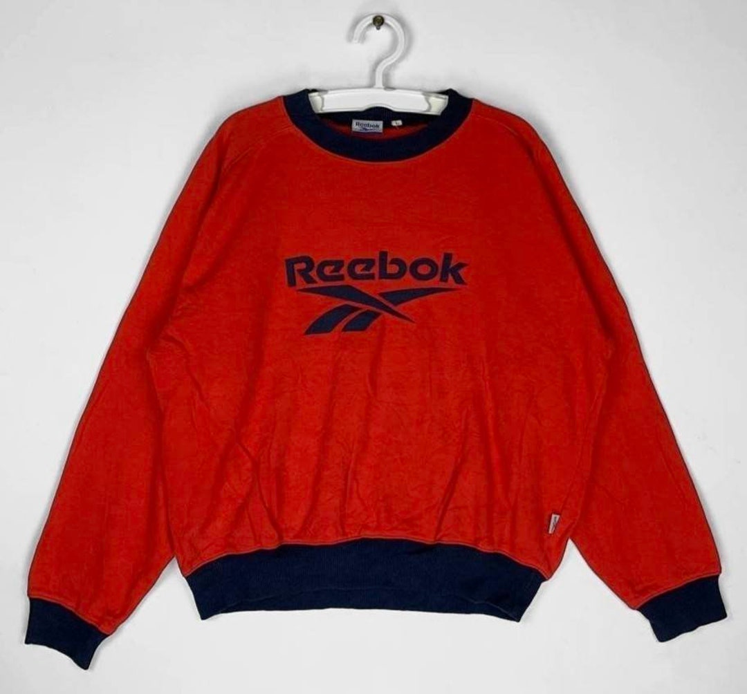 Felpa rossa Reebok Big Logo Spell Out Etsy Italia