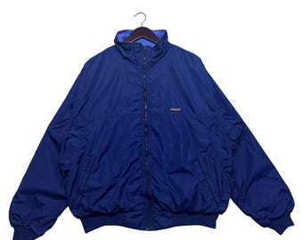 Giacca a vento vintage Patagonia blu da uomo, stile streetwear anni '90, in nylon con cerniera, leggera, capospalla primaverile, stile classico retrò