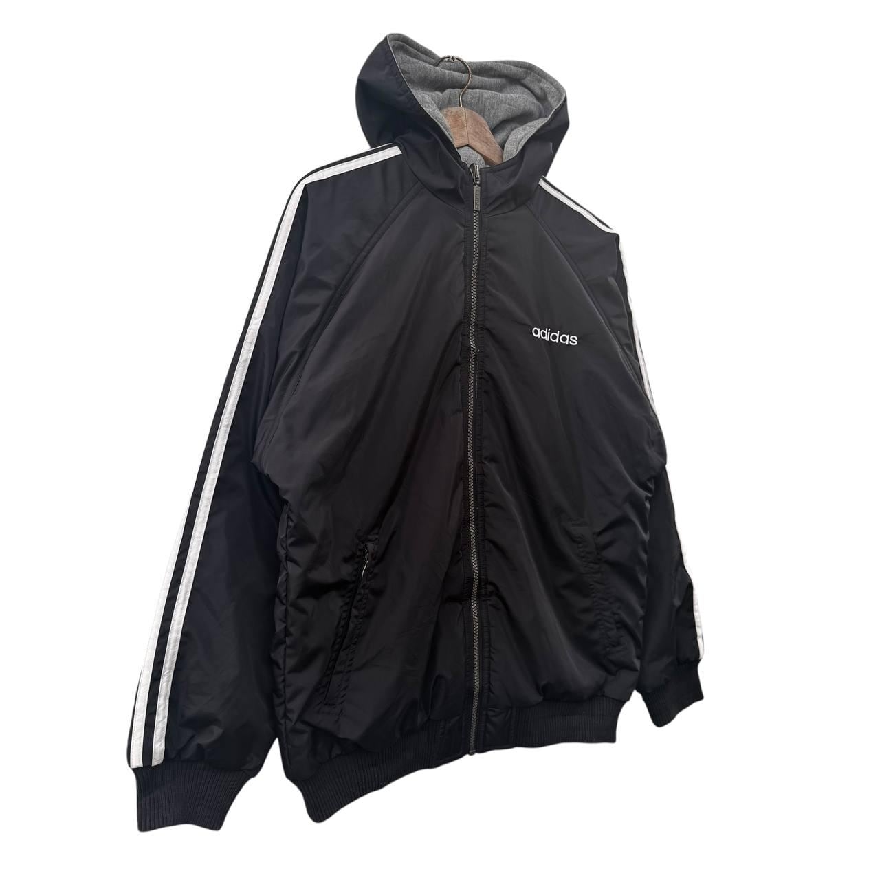 Vintage Adidas Reversible Windbreaker Jacket Black Grey Athletic