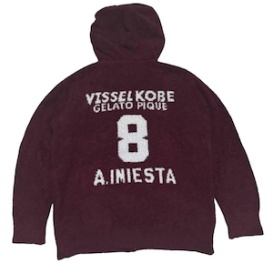 Vissel Kobe Fleece Football Hoodie Gelato Pique A.iniesta Soccer Jersey Japan J League Vintage Sports Fan Gear Maroon Japanese Brand