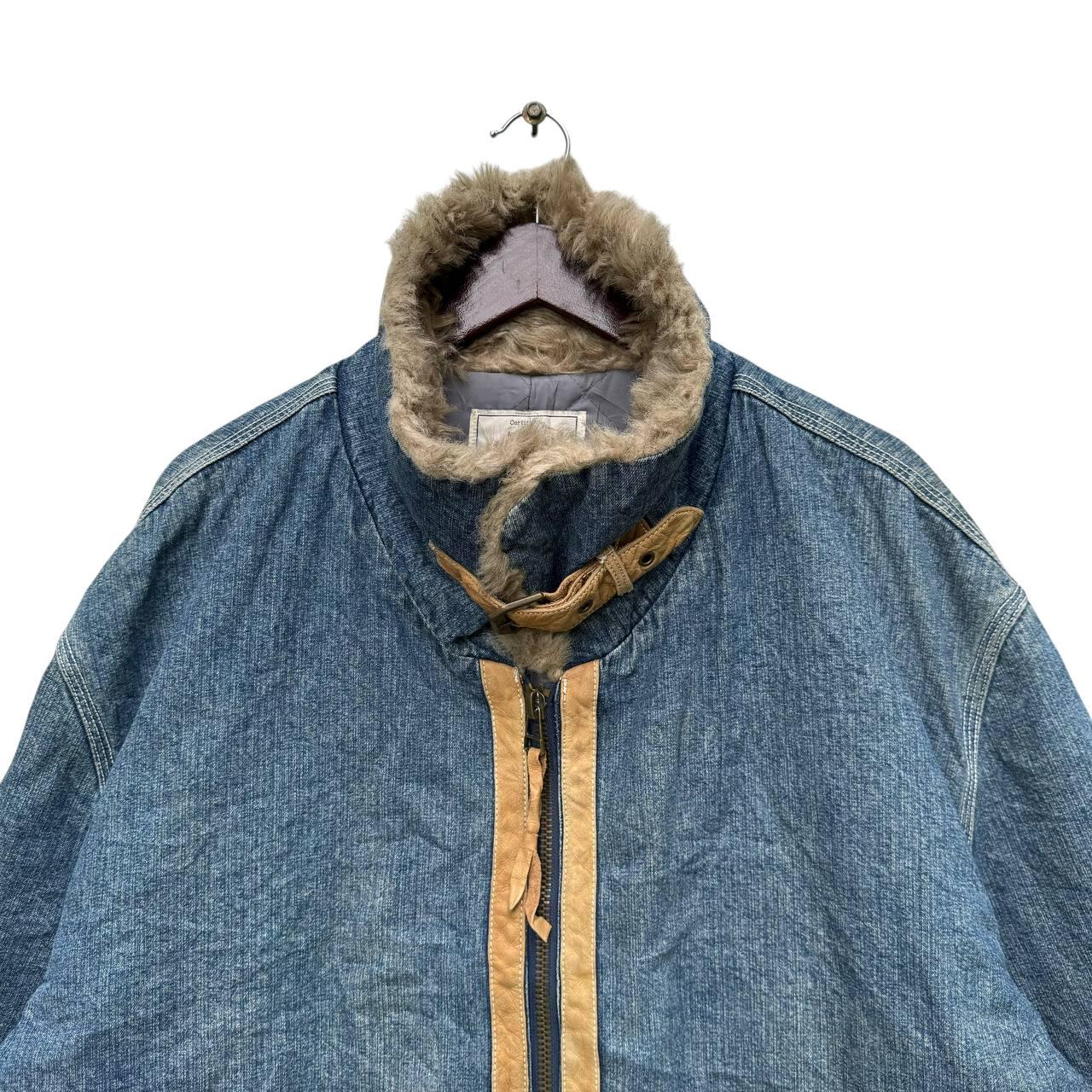 最安価！Avirex denim docking flight jacket Vintage AVIREX Denim Flight Jacket With Faux Fur Collar