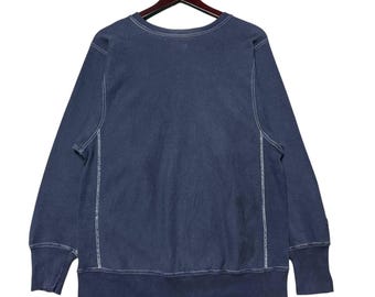 Vintage 90s Champion Reverse Weave Stitched C Spell Out Navy Blue