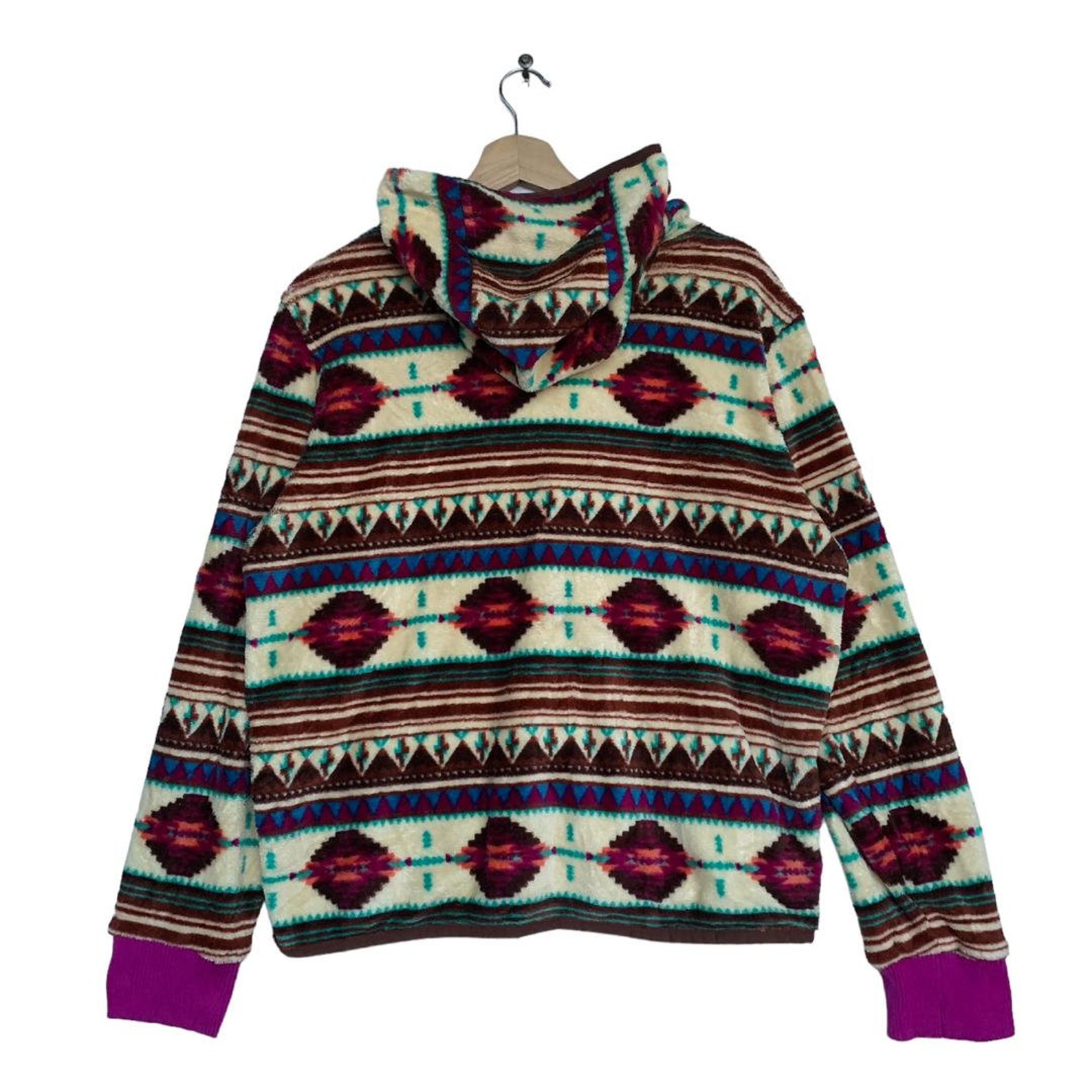 Vintage TITICACA Fuente Japanese Brand Aztec Pattern Fleece Hooded ...