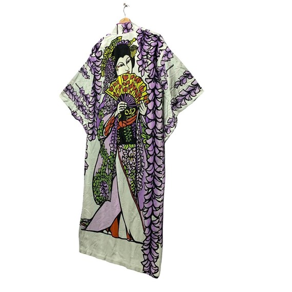 Vintage Japanese Geisha Girl Art Kimono Polyester… - image 3