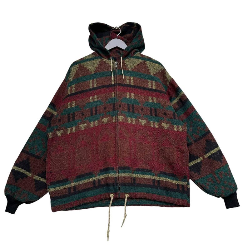 Vintage Native Wool Hoodie,large Size,made in Usa,full Zip Hoodie