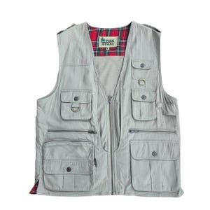 Vintage Utility Safari Fishing Vest Multi Pocket Beige Outdoor Gilet Park Ranger Workwear Grunge Menswear Hipster Core Streetwear