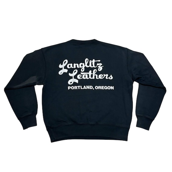 Langlitz, Vintage Langlitz Leathers Motorcycle Sweatshirt Portland Oregon Graphic Crewneck Made In Canada 90s Retro Pullover