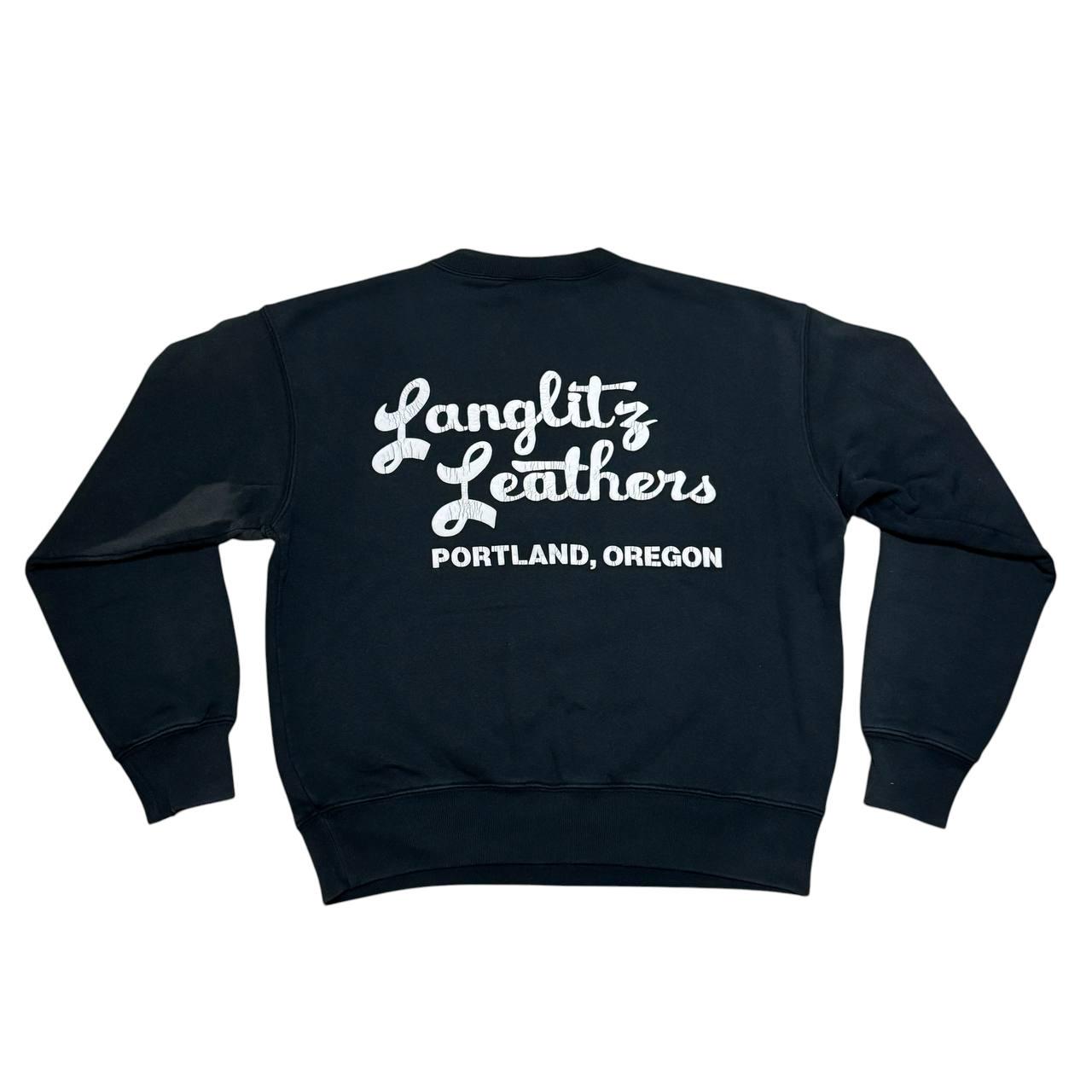 Langlitz, Vintage Langlitz Leathers Motorcycle Sweatshirt Portland Oregon Graphic Crewneck Made In Canada 90s Retro Pullover