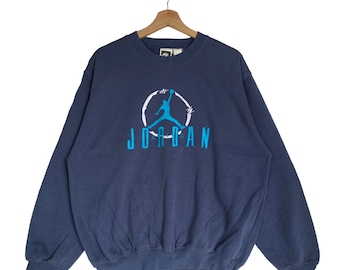 Bluza Vintage Nike Air Jordan, kolor niebieski, dowolny rozmiar, haftowane logo, bluza z okrągłym dekoltem, bluza z lat 90., bluza z lat 90. Vintage