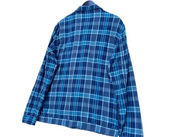 Vintage Stussy Blue Plaid Button up Lightweight Jacket,checkered