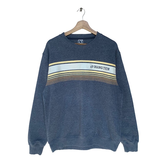 Sudadera vintage de surf Hang Ten, talla grande, color gris