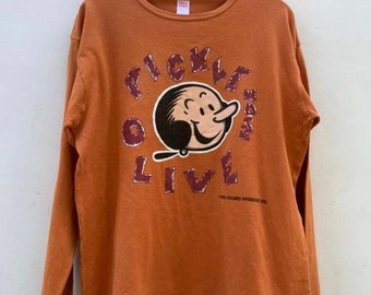 オリーブ ポパイ ヴィンテージ スウェット キャラクター '90s 古着 90s USA製 Popeye ポパイ マルチ キャラクター 刺しゅう