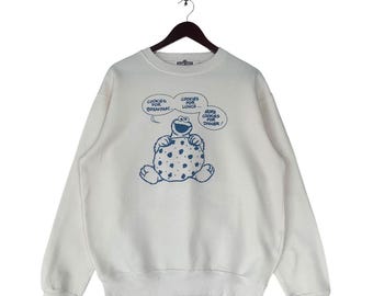 Vintage Sesame Street Sweatshirt,Cartoon Graphic Sweatshirt,Animated Character,Classic Cartoon Print Sweatshirt,Nostalgic Cartoon Apparel