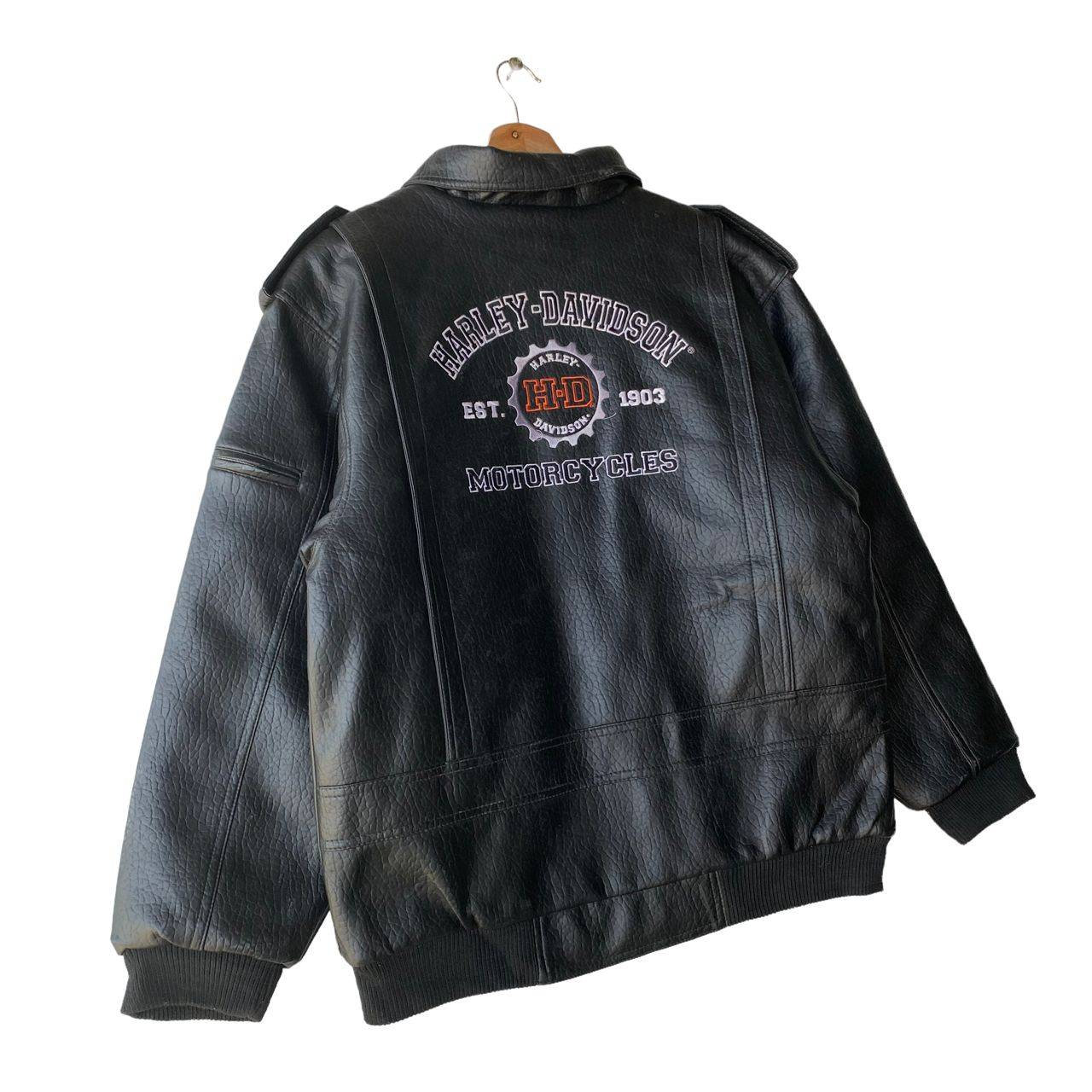 Vintage PU Leather Harley Davidson Motorcycles Jacket Embroidered