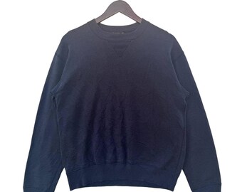 Vintage 90s Agnes B Paris Navy Blue Sweatshirt Japanese Made Ribbed Crewneck Pullover Medium