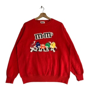 Vintage m&m&#39;s Sweatshirt,Medium Size,Red Color,Crewneck Sweatshirt,Pullover,Vintage Clothing,Retro Style Classic,Streetwear