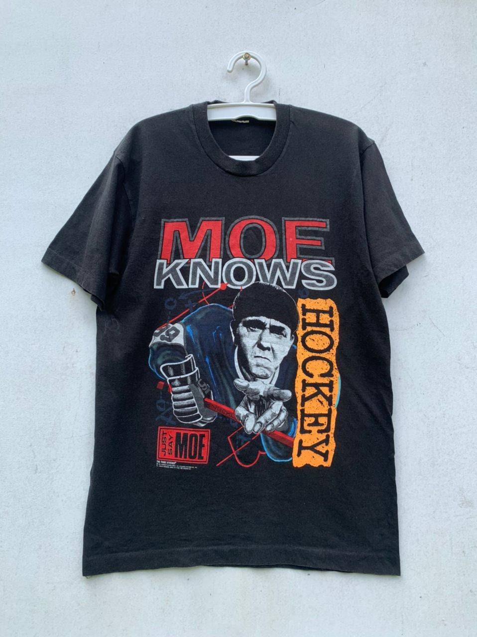 ヴィンテージ 90 年代 1991 年 The Three Stooges Moe Knows Hockey T