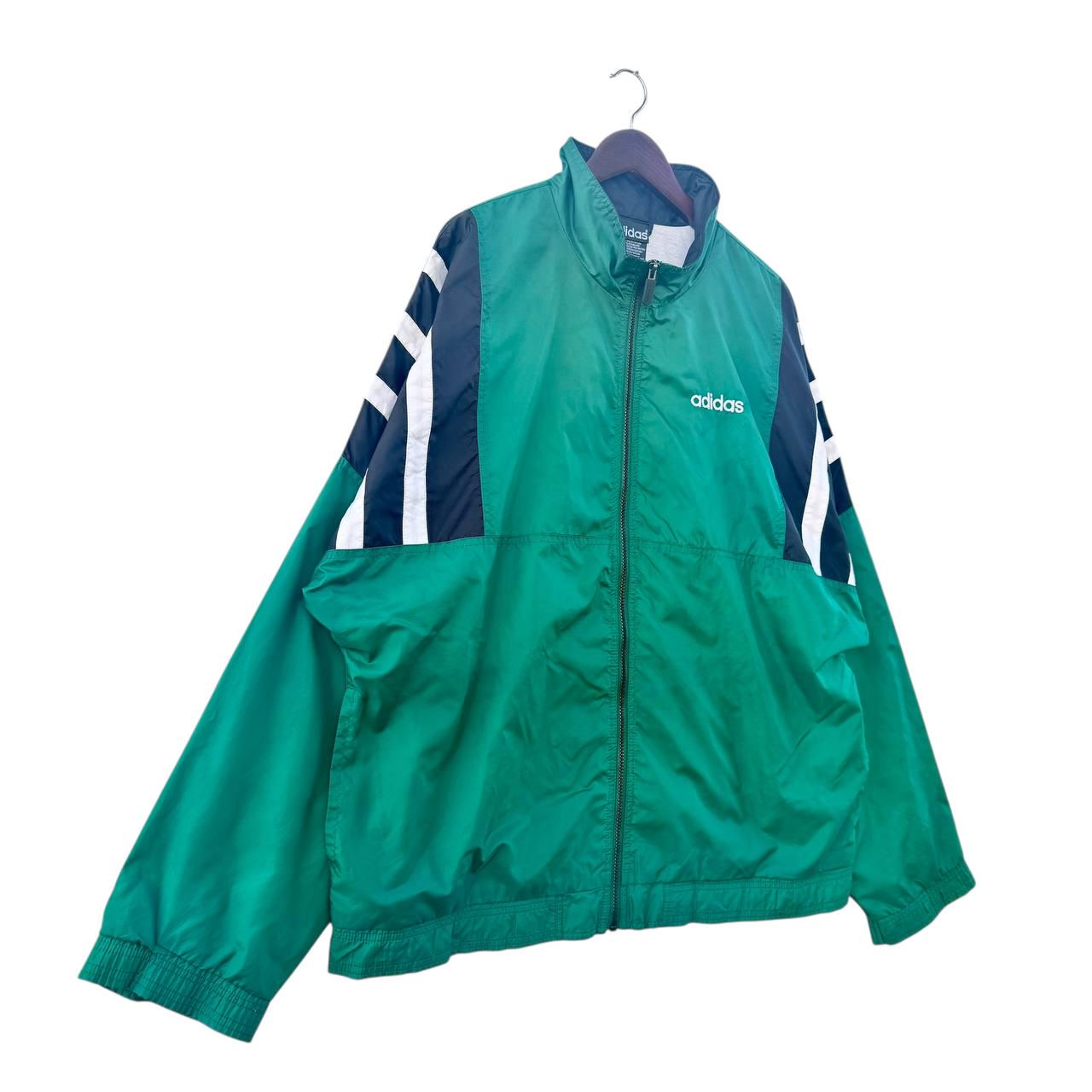 Vintage Adidas Green Windbreaker Jacket 90s Track Style Retro