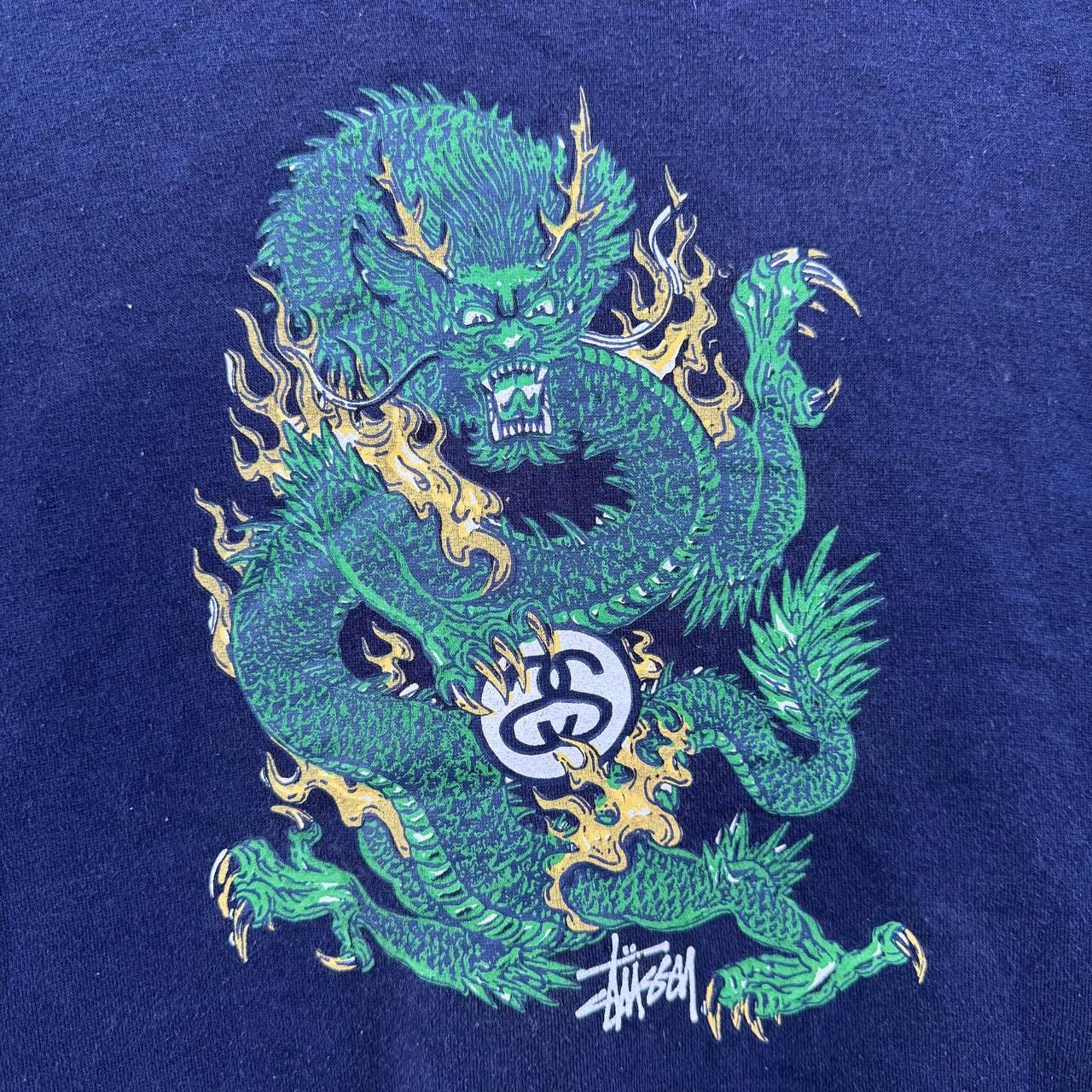 Vintage Stussy Dragon Graphic Sweatshirt Made in Usa Navy Crewneck 