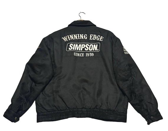 Vintage Simpson Racing Bomber Jacket Black Mens,winning Edge Since