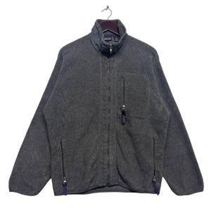 Vintage Patagonia Gray Full Zip Fleece Jacket Men’s Retro Outdoor Warm Softshell Hiking Layer Y2K Style Lightweight Windbreaker