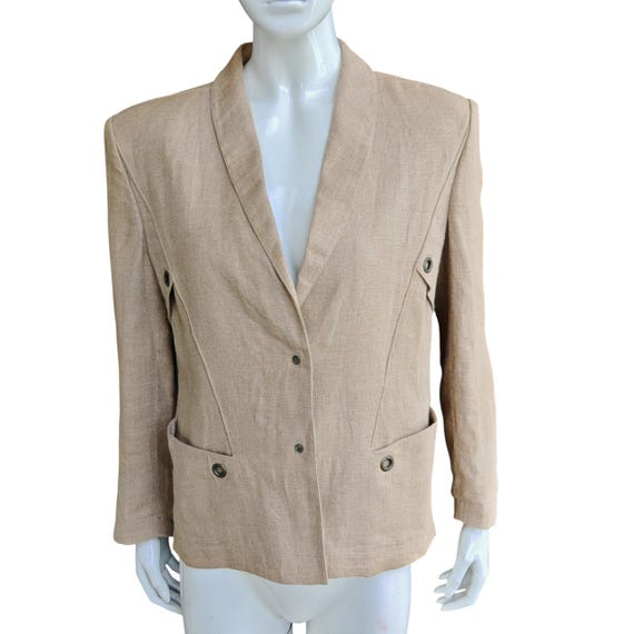 Thierry Mugler Edition Linen Blazer Beige Tan Vintage Designer